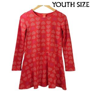 🧡2/$15🧡 Girls Long Sleeve Cotton Dress (red with hearts) JOE FRESH- EUC